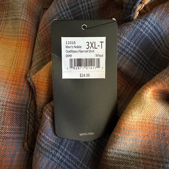 Noble Outfitters Orange Blue Long Sleeve Flannel Mens Size 3XLT - Picture 4 of 6